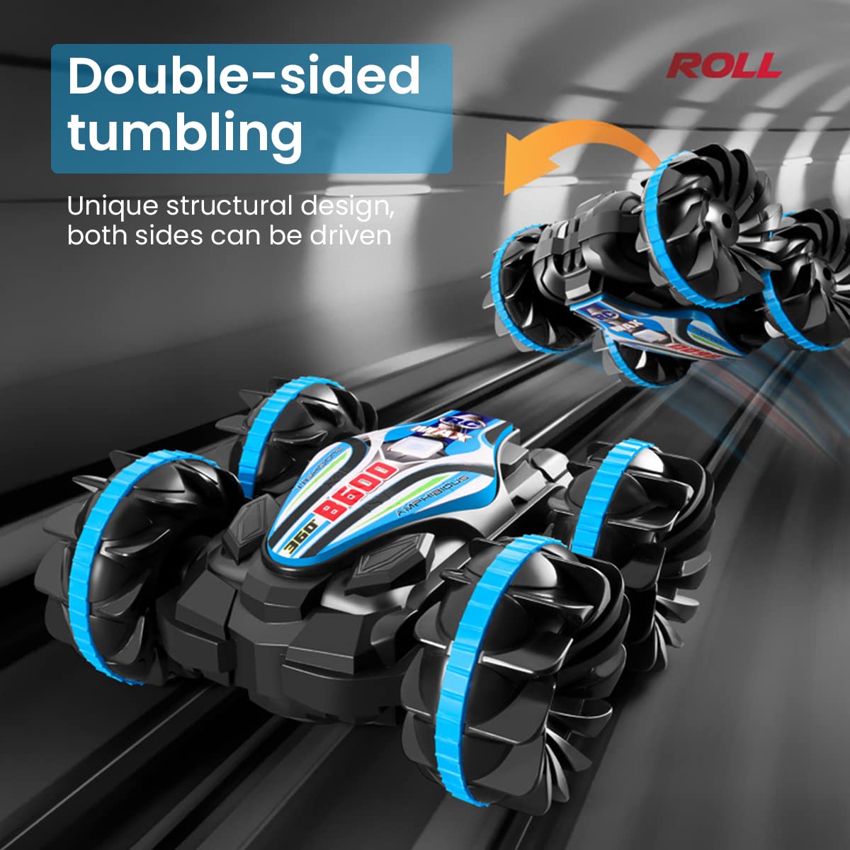 PATPAT Remote Control Car for Kids with 2.4GHz Wireless Control and 360° Rotating Stunts | Waterproof Land and Water Amphibious Toy