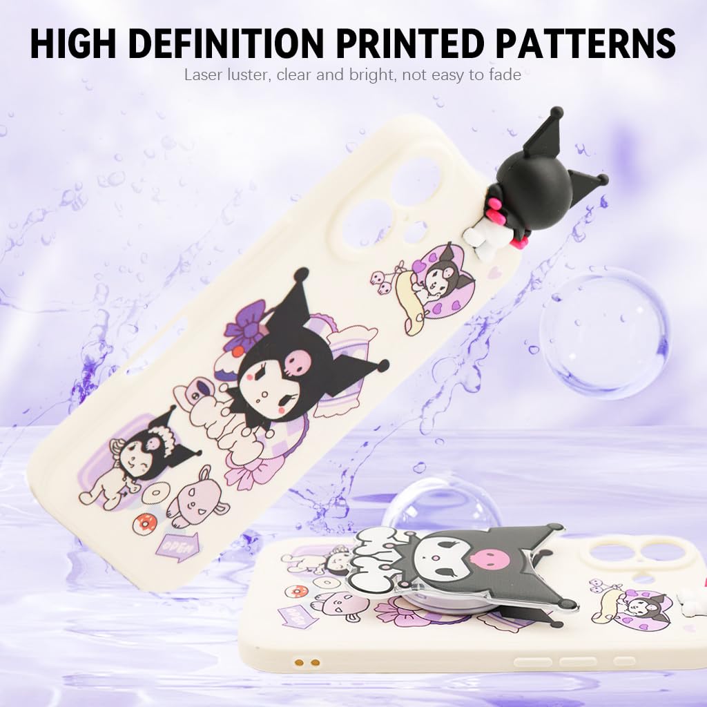 ZORBES iPhone 16 Case with 3D Kawaii Cartoon Design featuring Silicone Ring Wristlet for Girls