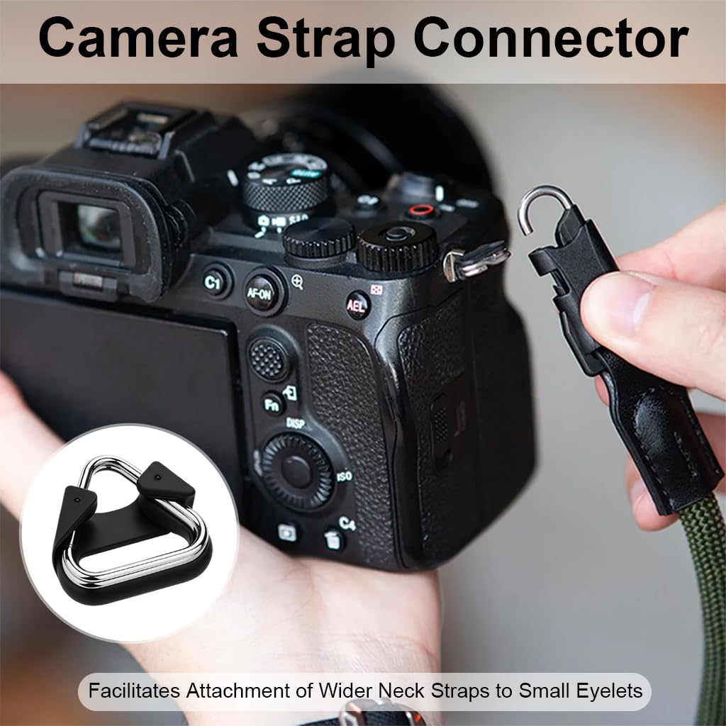 ZORBES Camera Strap Triangle Buckles for Shoulder Strap with ABS Plastic Caps | 4Pcs Stainless Steel Connectors