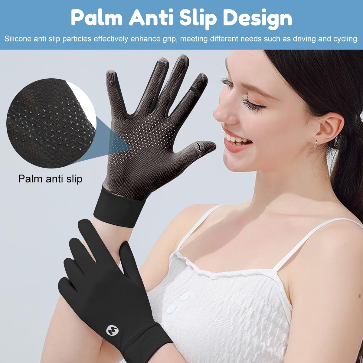 SANNIDHI Hand Gloves for Women with UPF 50+ Ice Silk Breathable Mesh | Sun Protection 2PCS