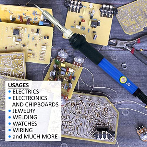 HASTHIP® Soldering Iron Kit 60 Watt Original Adjustable Temperature Welding Tool With Gun 15PCS Tips Desoldering Pump Stand Tweezers
