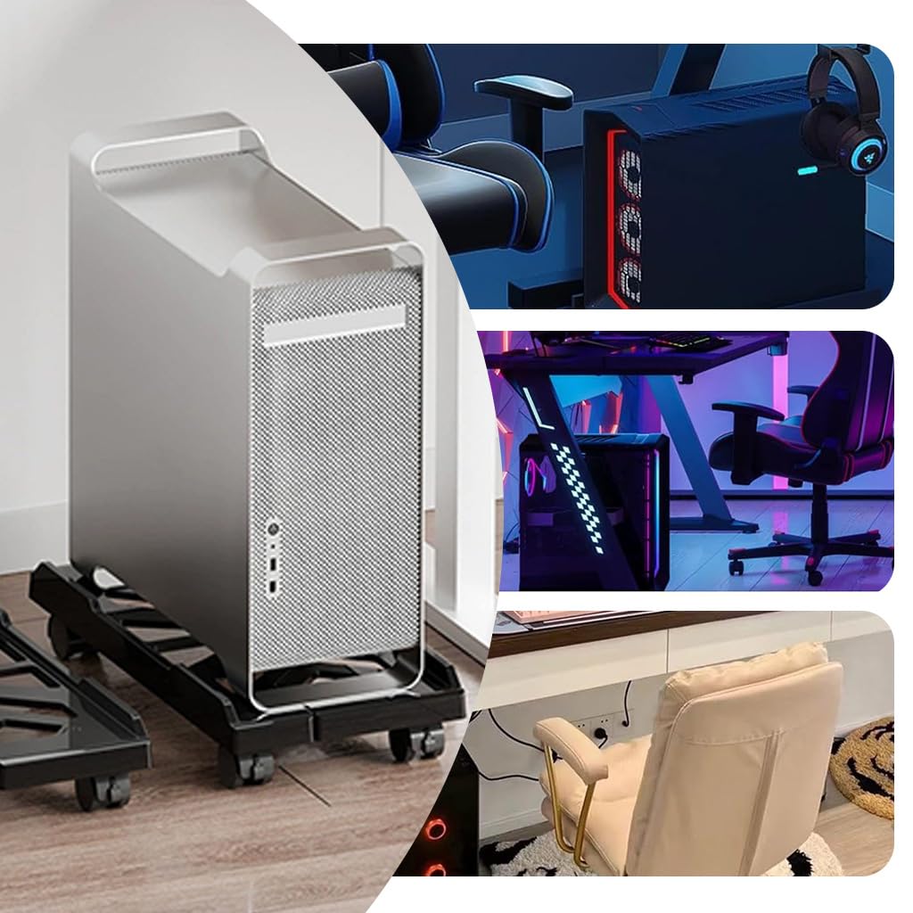 ZORBES Mobile Desk Stand for Computer Tower with 4 Caster Wheels and 20–30cm Width Adjustment | PC Material Riser for Home Office