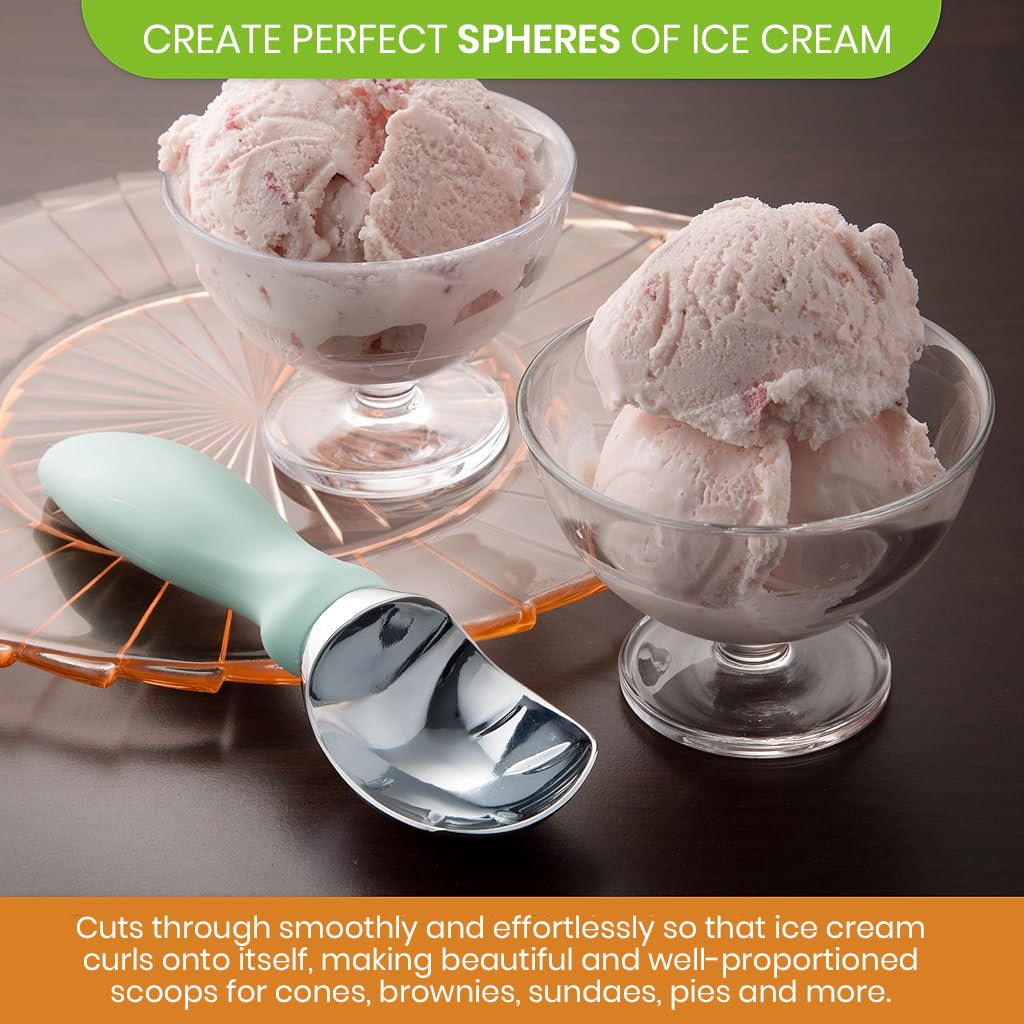 HASTHIP Ice Cream Scoop for Desserts and Fruit with Ergonomic Anti Slip Handle | Stainless Steel Flat Head Design