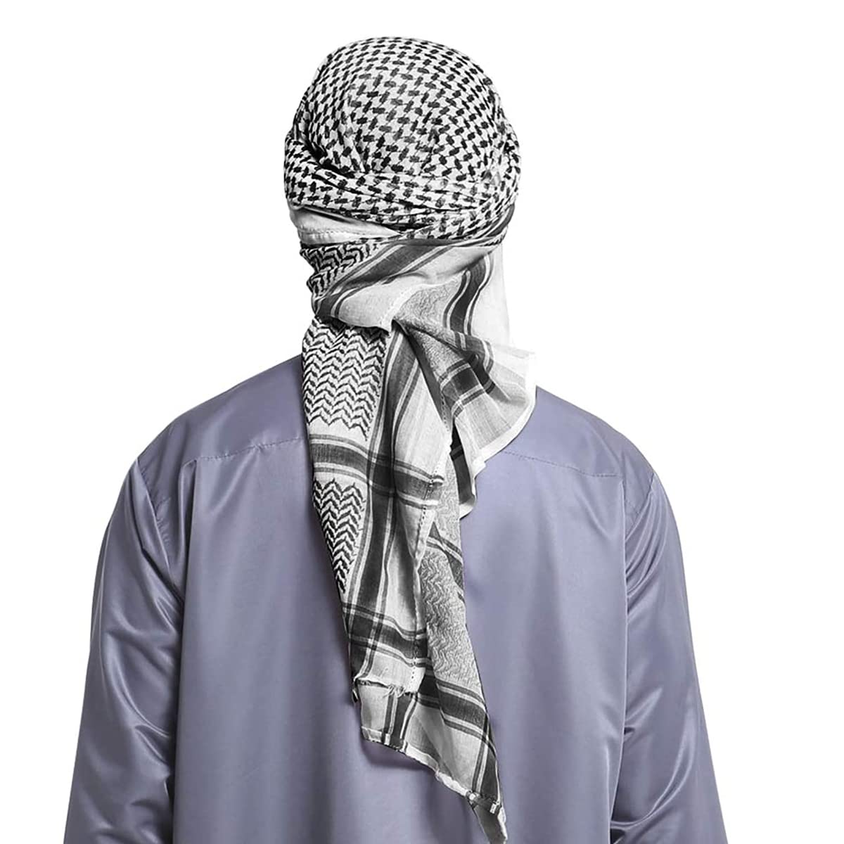 GUSTAVE® Head Scarf for Men, 55'' Square Shemagh Muslim Arab Headscarf Shawl, Polyester Keffiyeh Arabic Scarf Headcover, Jacquard Neck Face Wrap