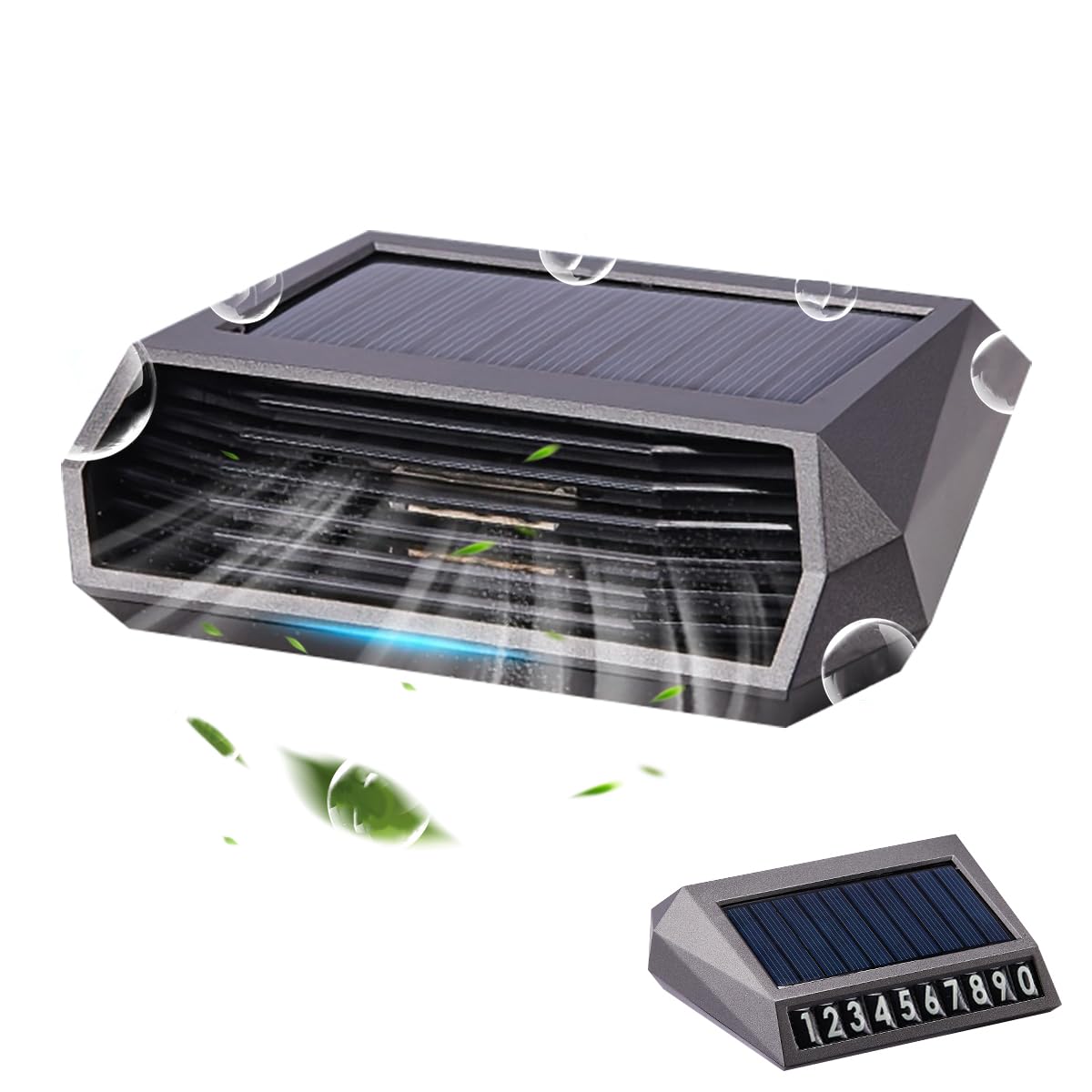 STHIRA Car Air Purifier with Solar and USB Dual Power featuring Motion Sensor | Ozone Odor Removal and Parking Number Stickers