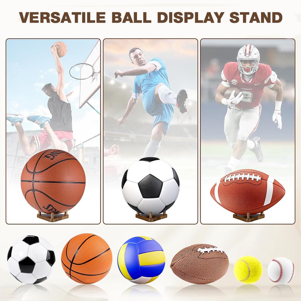 HASTHIP Triangle Wooden Ball Display Rack for Desktops with Stable Stand | 13.5x13.5x5cm