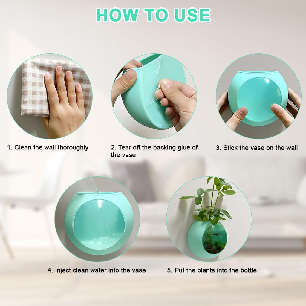 Zibuyu Hydroponic Planter for Home Decor featuring 4.72 in No Drill Wall Mount | Silicone Indoor Pot