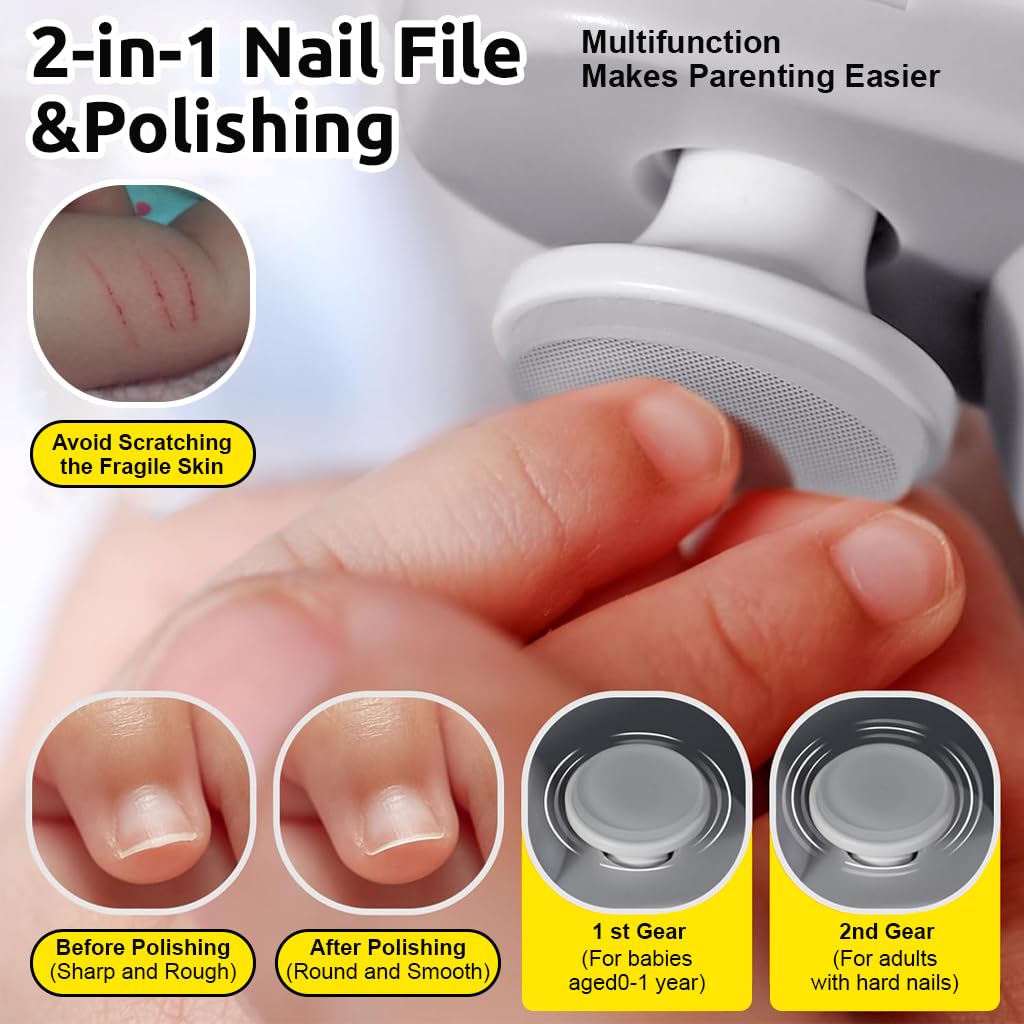 MAYCREATE Electric Nail Clipper with LED and 2 Speeds featuring USB Rechargeable 500mAh Battery