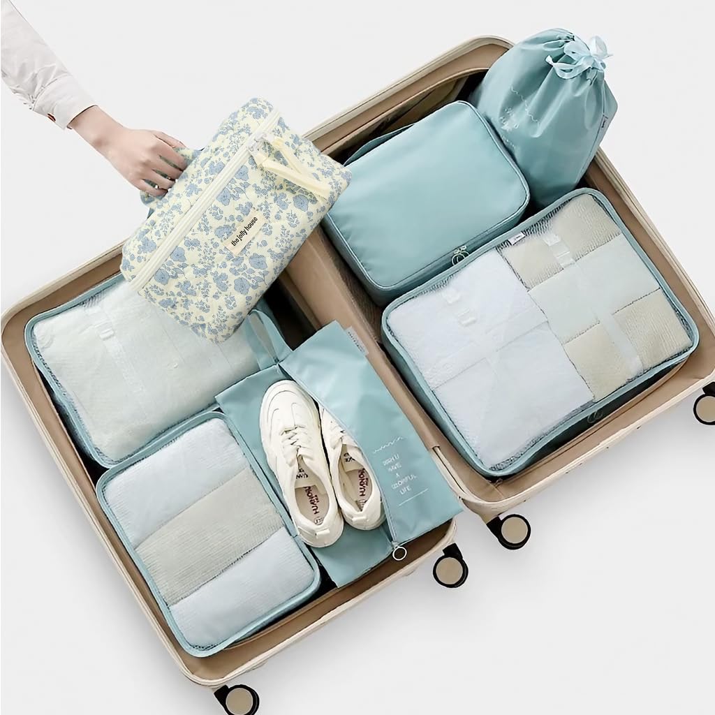 MAYCREATE Makeup Organizer Bag for Travel with Handle 25x15x16cm featuring Floral Cotton Design