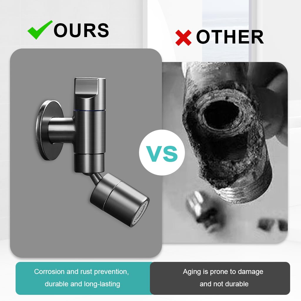 HASTHIP Laundry Faucet for Home with 360° Swivel Spout and Dual Spray Modes | Universal 1/2'' Wall Mount