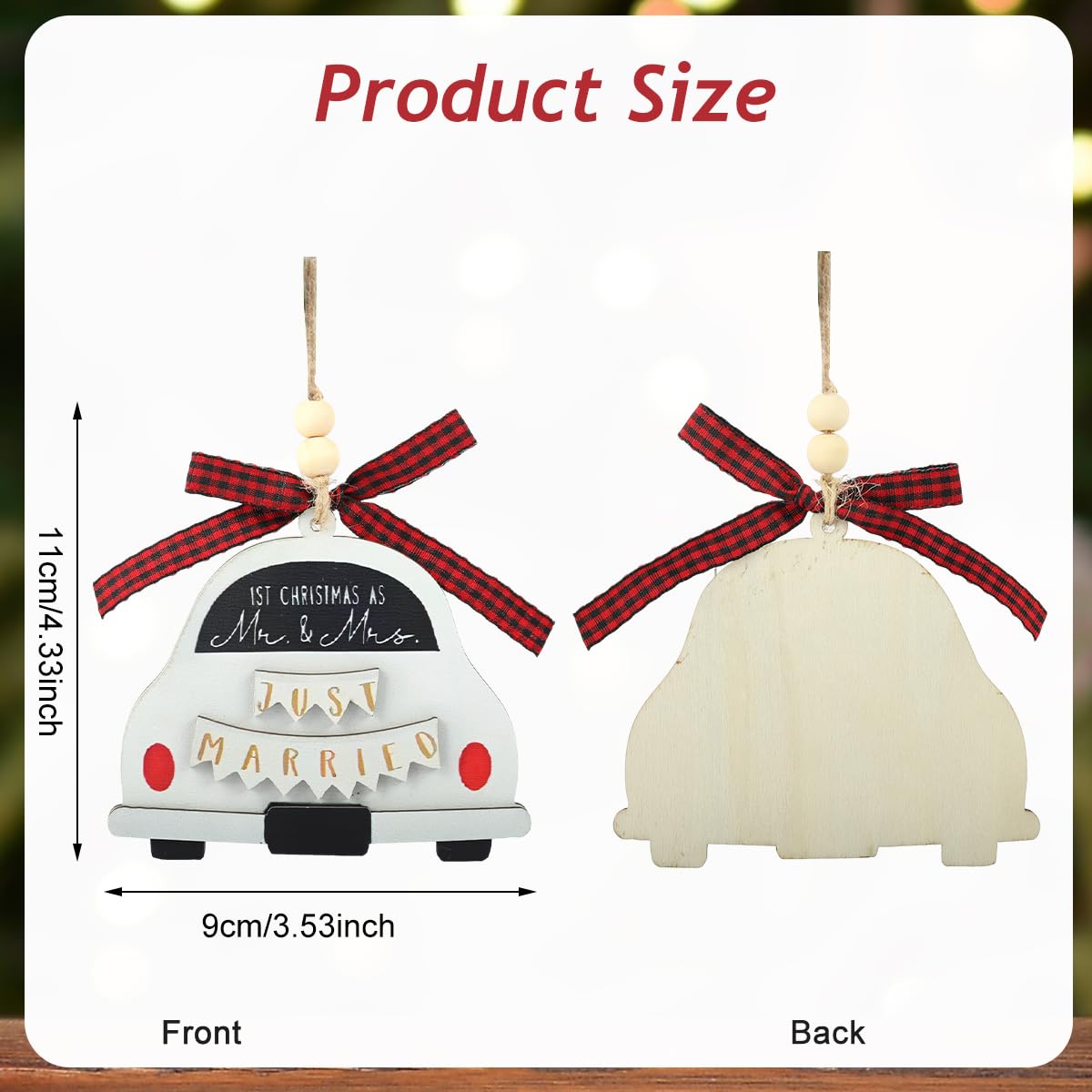 HASTHIP Wedding Gifts for Couples featuring Wooden Hanging Ornament with Just Married Design | Bridal Shower and Anniversary Decoration