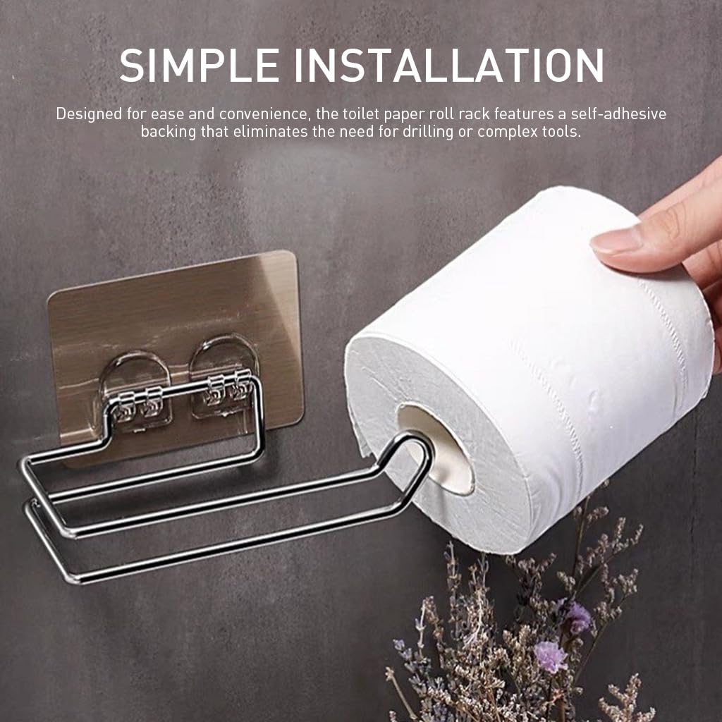 ZIBUYU Tissue Paper Holder for Bathroom and Kitchen with Self Adhesive Mount | 7 in Stainless Steel Rack