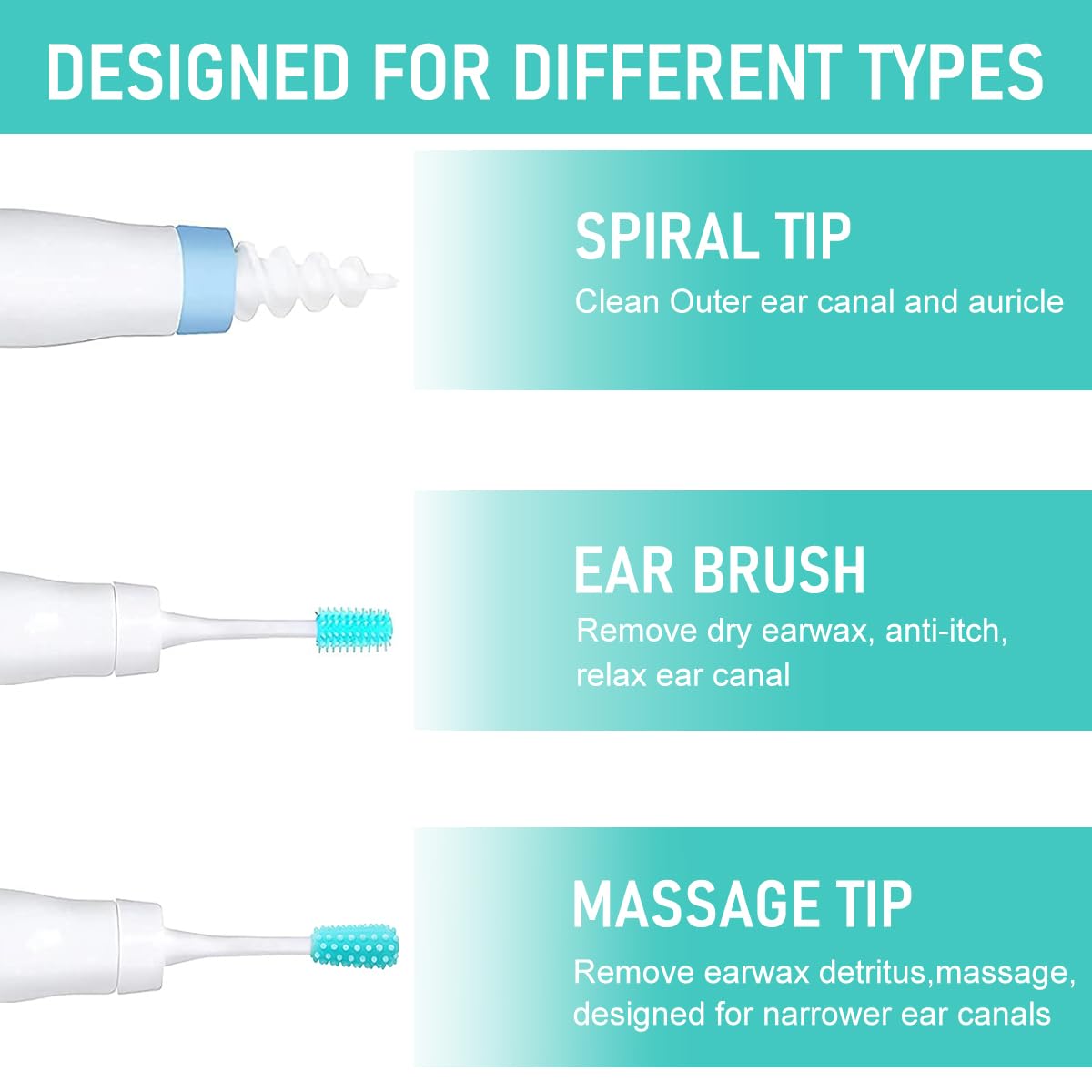 HANNEA Ear Wax Removal Tool Kit with 16 Silicone Tips and Triple Curved Loop | Stainless Steel Ear Cleaner for Safe Deep Cleaning