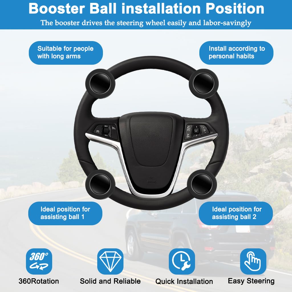 STHIRA Car Steering Wheel Knob for One-Hand Steering with Screw Fastener | Anti-Slip Universal Fit