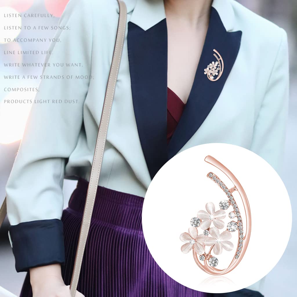 ZIBUYU Saree Brooch for Women featuring 3.1x5.3cm Opal Floral Design with Rhinestones | Elegant Pin for Sarees and Dresses