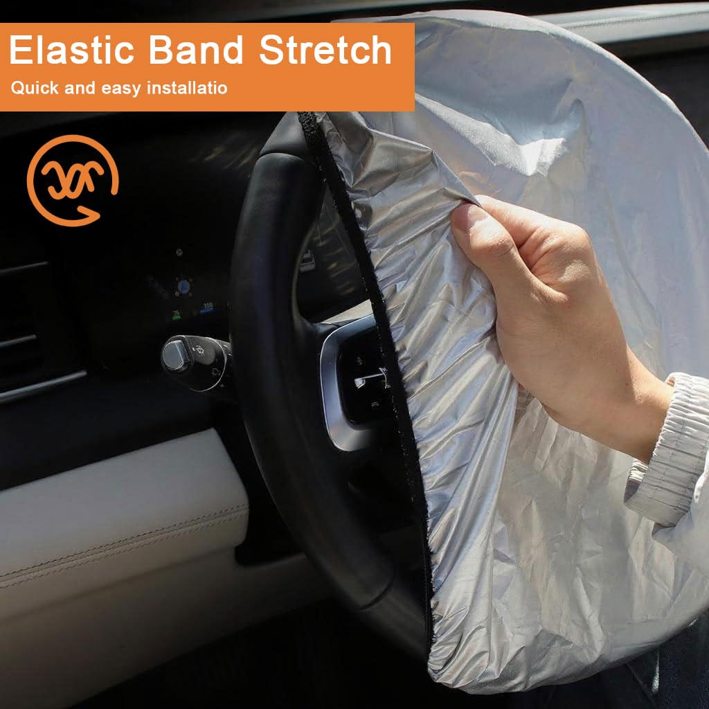 STHIRA Car Steering Wheel Sun Cover for UV Protection with Elastic Edge 42cm Oxford Cloth | Heat Resistant and Dustproof