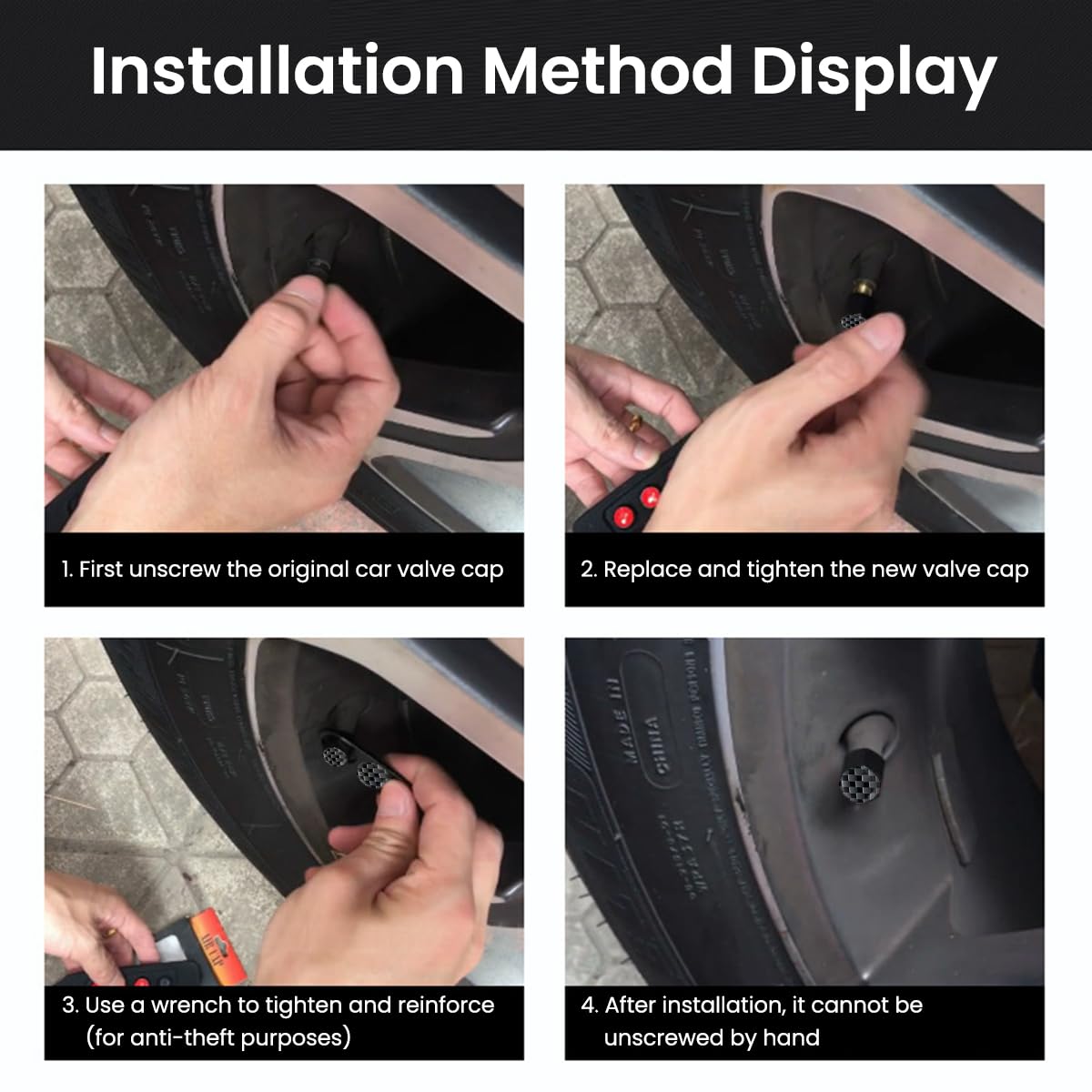 STHIRA Metal Valve Caps for Car Tyres 5pcs 1.1x1.2cm with Wrench Tool | Rust Resistant