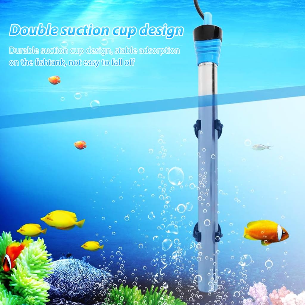 Qpets Aquarium Heater for Fish Tanks with 500W Power and LED Indicator | 14.5in Stainless Steel Adjustable 18–34°C