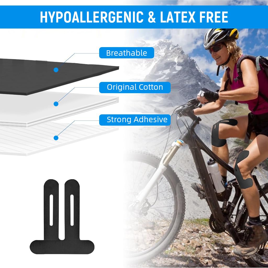 HANNEA Kinesiology Tape for Knee Pain Relief featuring T Shape Design and 10PCS Pack | Latex Free Elastic Support