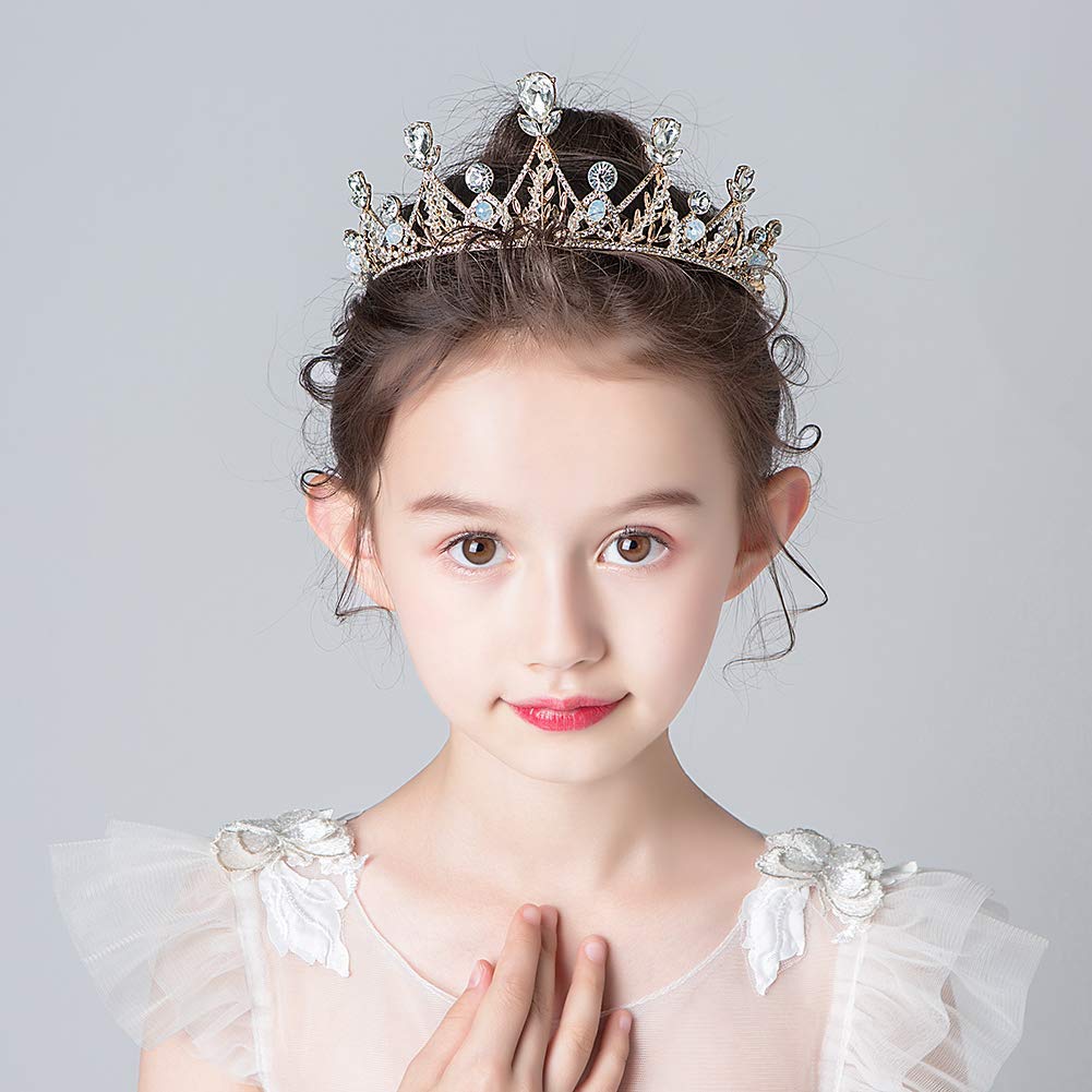 PALAY® Princess Crown and Tiara for Women and Girls Queen Crown Prom Costume Tiara Rhinestone Crown for Bride for Festival Party Birthday (Gold)