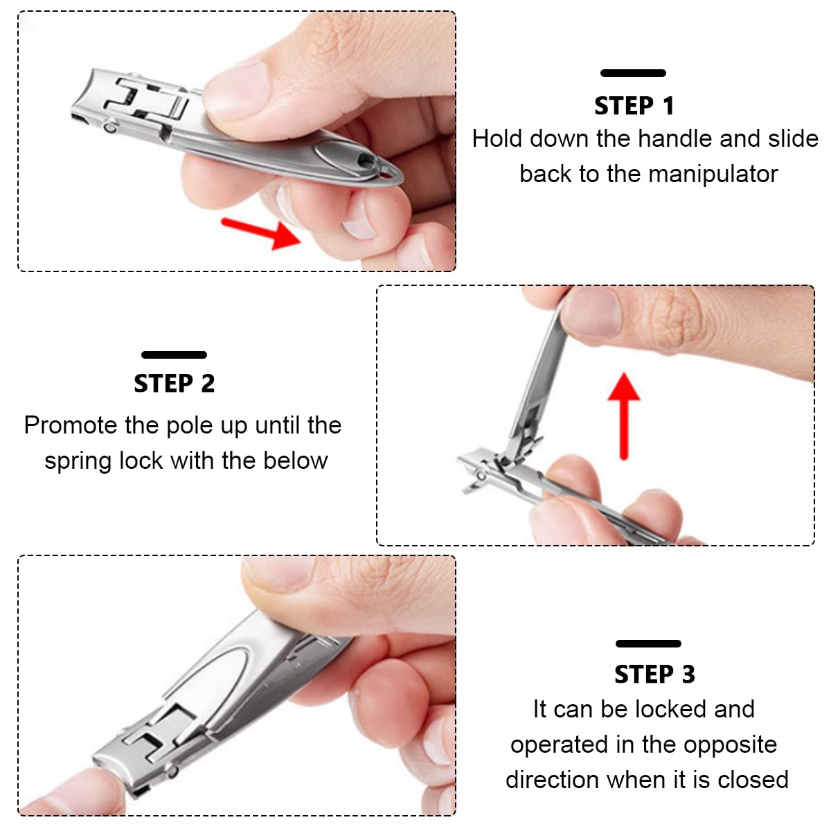 MAYCREATE Nail Cutter For Men, Nail Clippers Wide Jaw Opening Stainless Steel Foldable Nail Trimmer Anti Splash Toenail Clippers Travel Portable Pedicure Manicure Kit