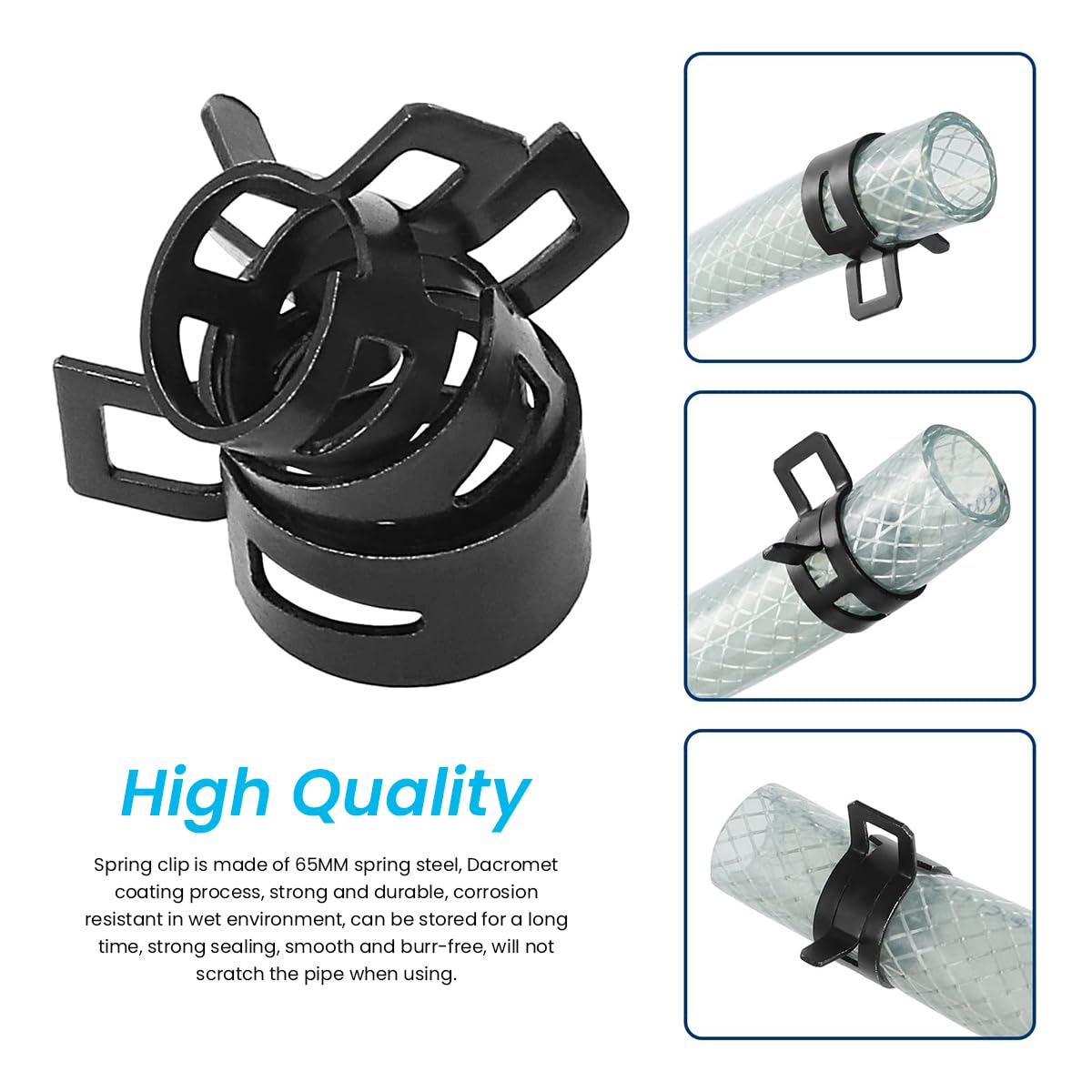 HASTHIP Adjustable Hose Pipe Clips for Air and Water Lines 36 pcs 7–19 mm | Manganese Steel Spring Clamp Featuring Butterfly Design
