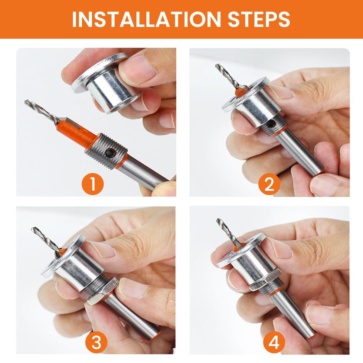 Serplex Countersink Drill Bit Set for Woodworking with Adjustable Depth Stop and 5 Sizes