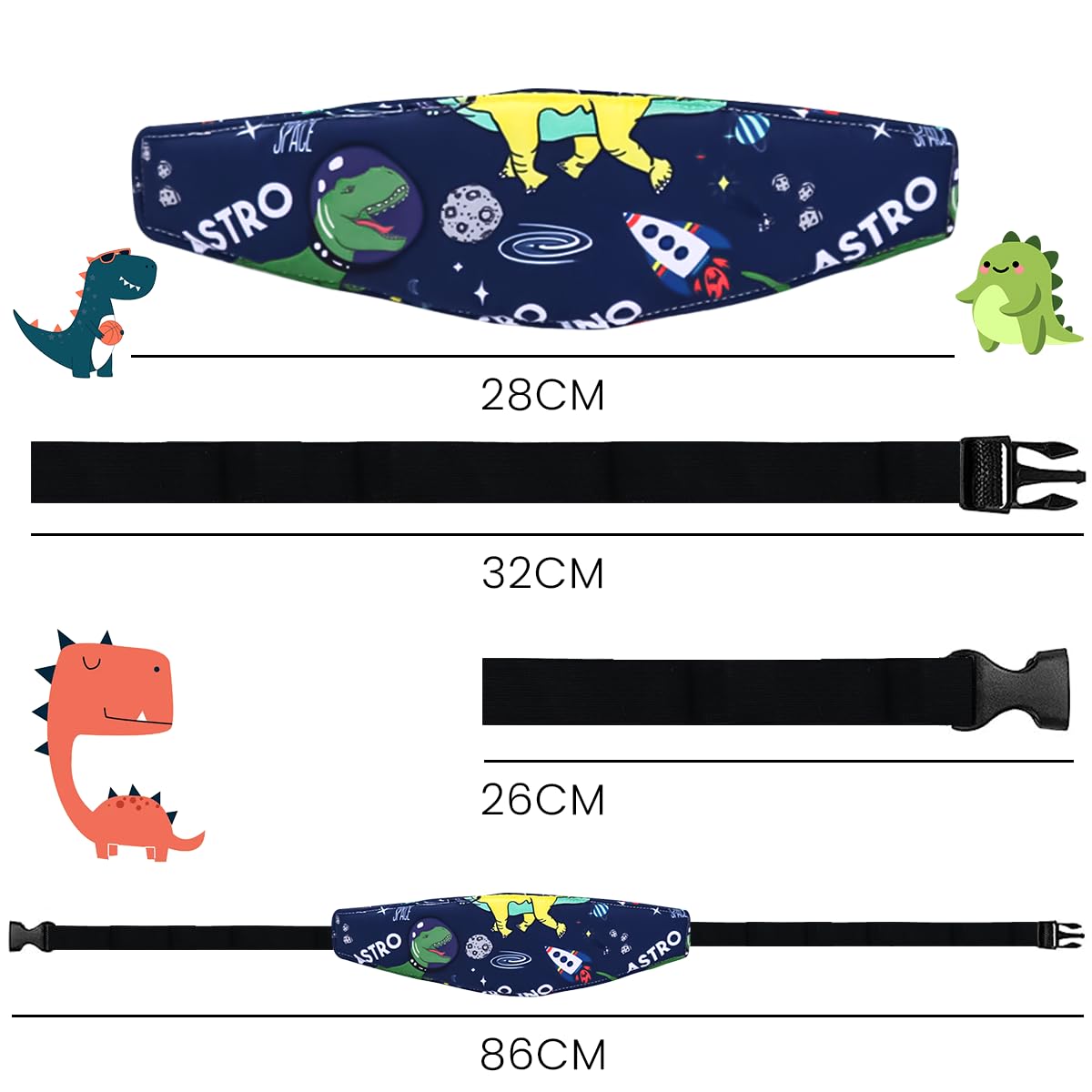 SNOWIE SOFT Baby Head Support for Car Seat with Quick Release Buckle | 2Pcs Cotton Strap