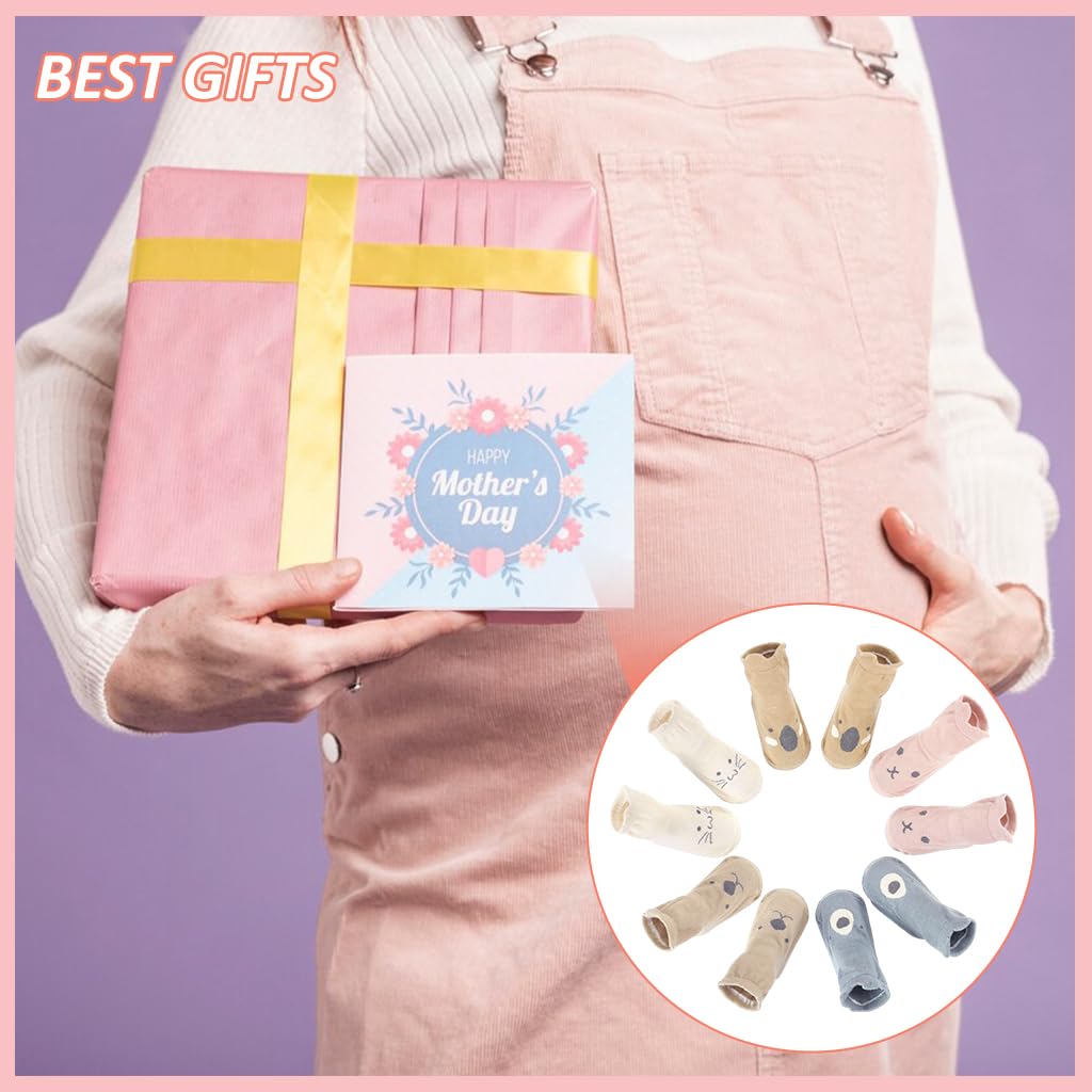 SNOWIE SOFT Baby Socks Set with Antislip Silicone Soles 5 Pairs for 1–3 Years | Lycra Cotton