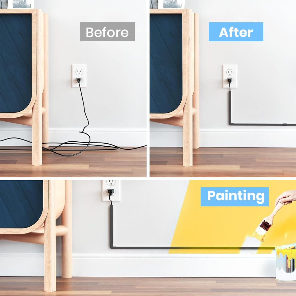 Serplex Cord Cover Kit for Wall TV Management featuring Sliding Cable Holder and 94in PVC Raceway