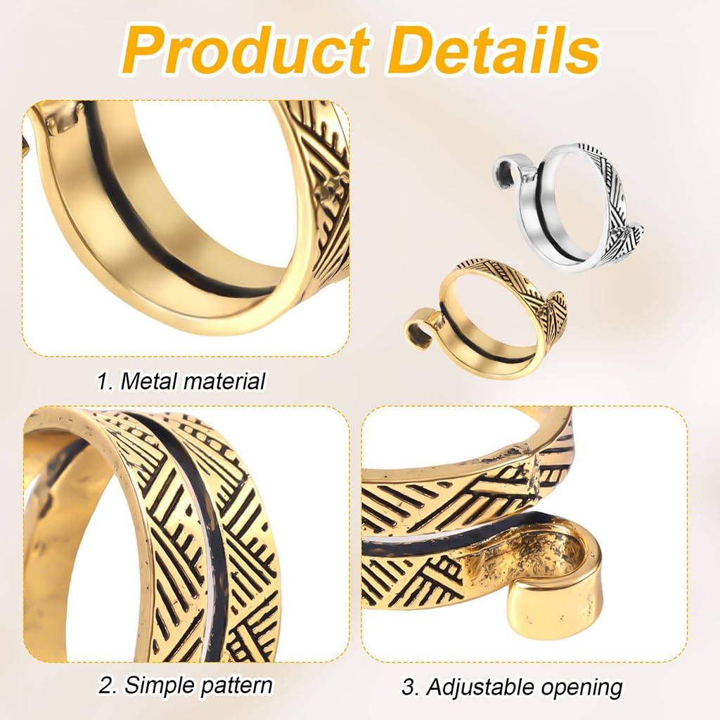 ZIBUYU Knitting Crochet Loop Rings for Yarn Control and Comfort 2 Pack Silver Alloy | Prevents Tangles