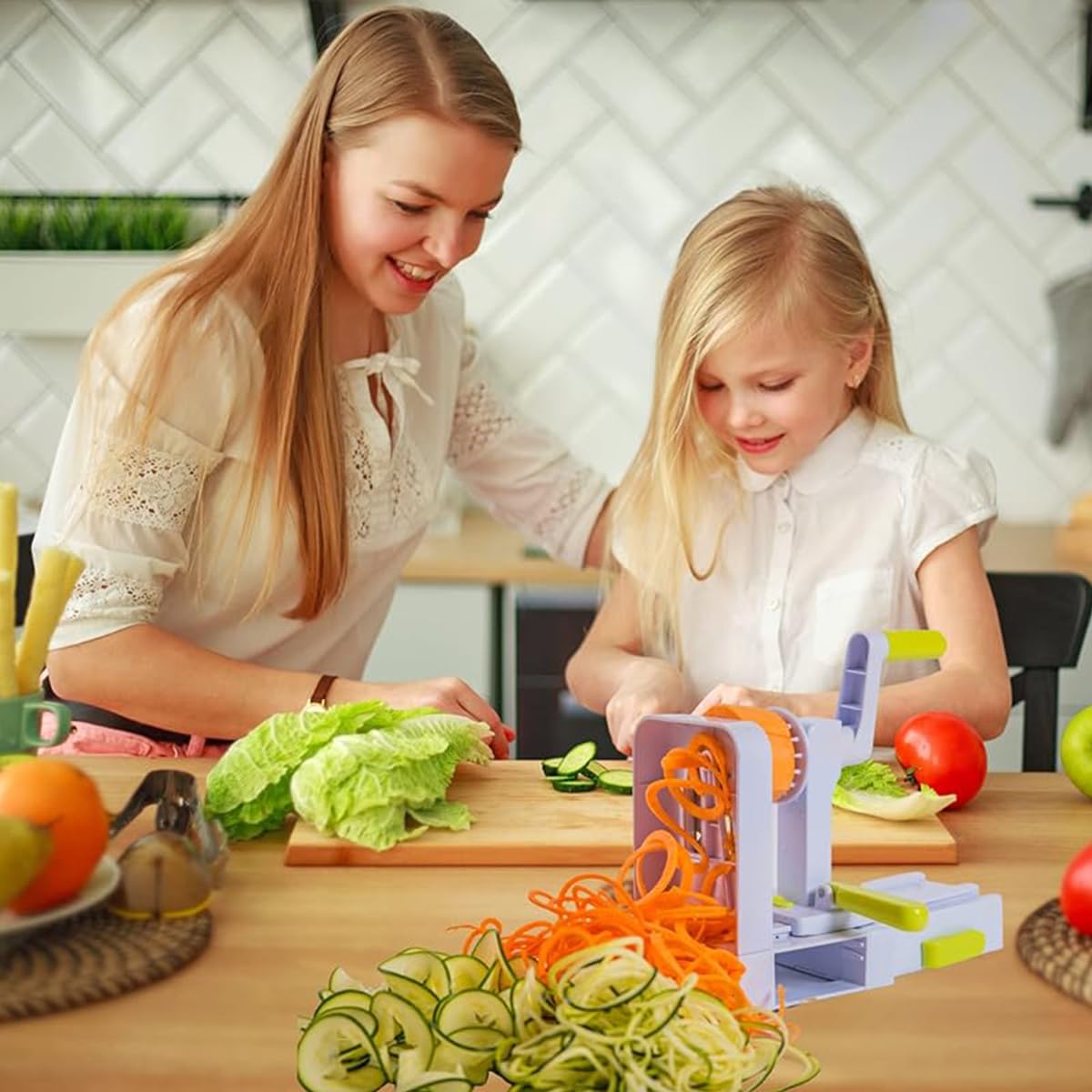 HASTHIP Vegetable Slicer for Kitchen with 5 Blades and Stable Suction Cup | Easy Storage