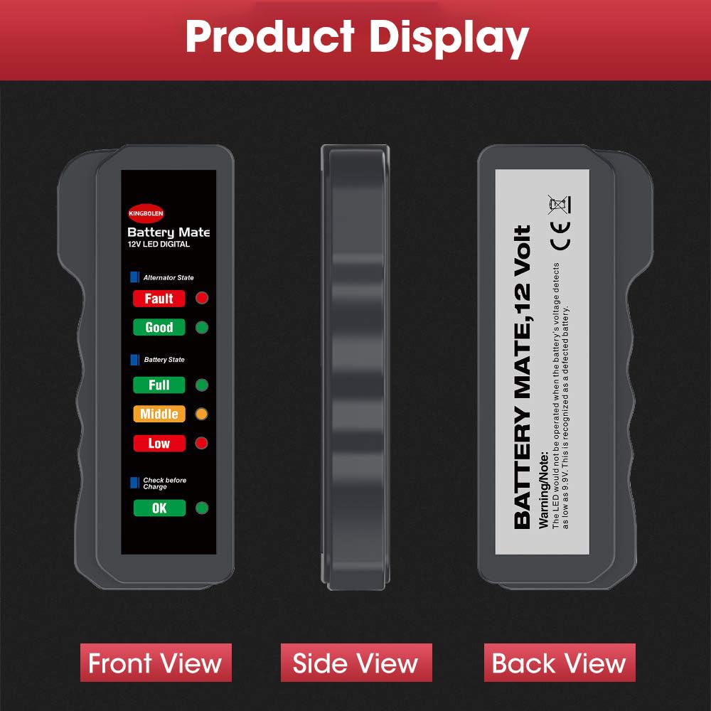 STHIRA® 12V Car Battery Tester Alternator Tester Automotive, Battery Monitor Analyzer Universal Vehicle Battery Tester with LED Indicator Car Battery Trouble Shooting with Reserve Protection