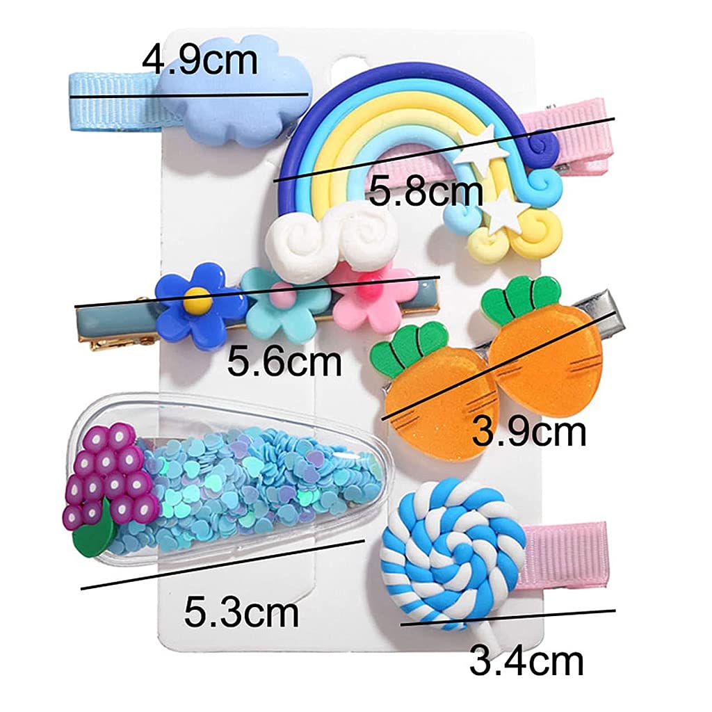 MAYCREATE Kawaii Hair Clips for Baby Girls featuring 18pcs Rainbow Fruit Designs | Silicone Hair Pins