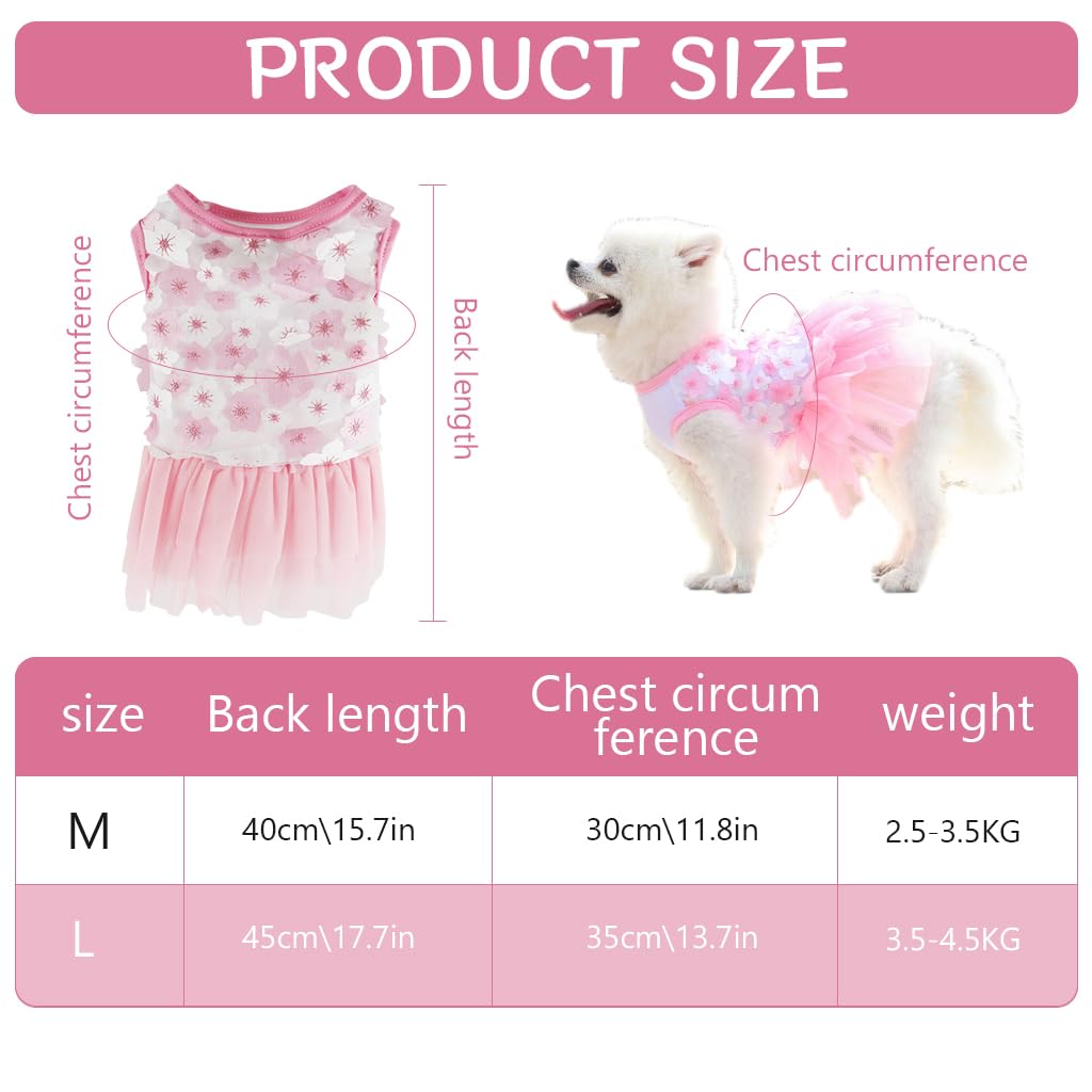 Qpets Dog Clothes for Small Breeds 3.5–4.5kg featuring Lace Skirt and Pink Floral Design