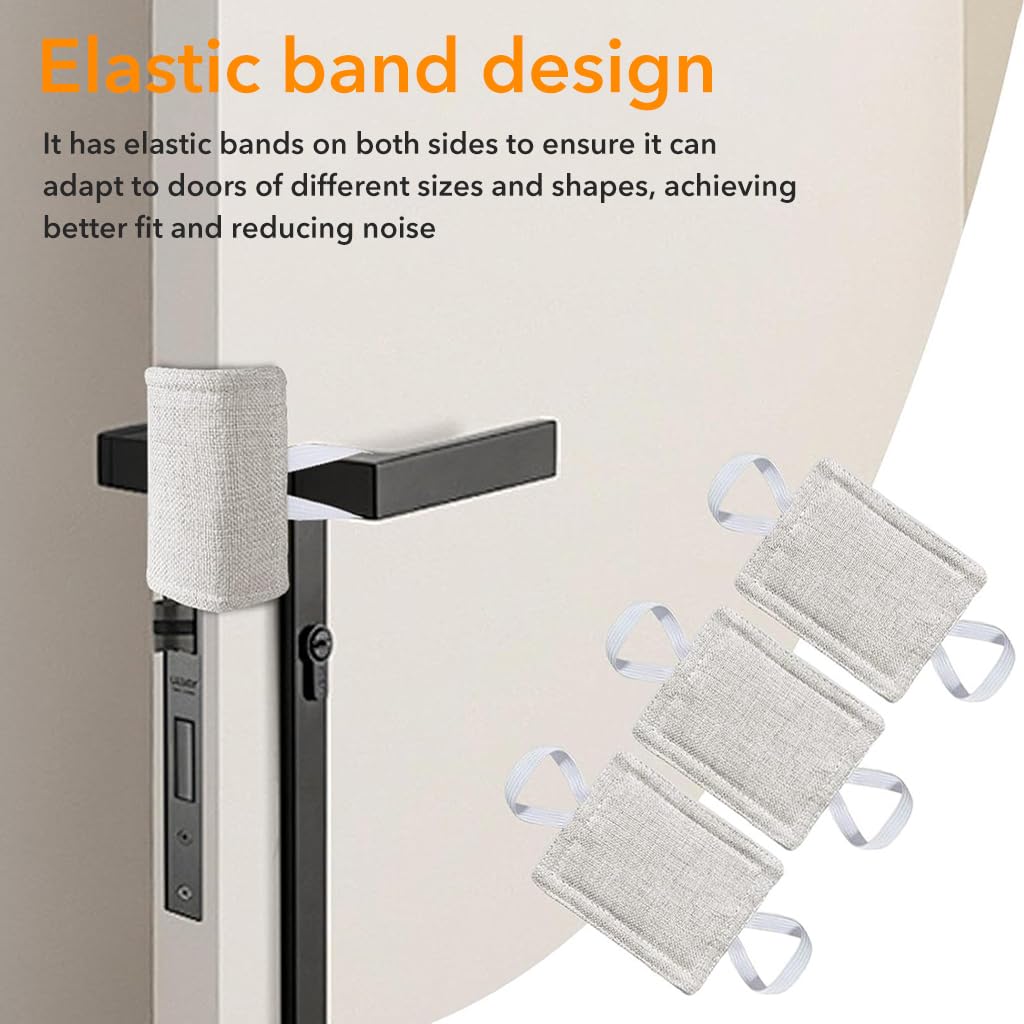 HASTHIP Door Silencer for Nursery and Light Sleepers featuring Elastic Loops 3 Packs 4x3 in | Cotton Linen Quiet Latch Cover