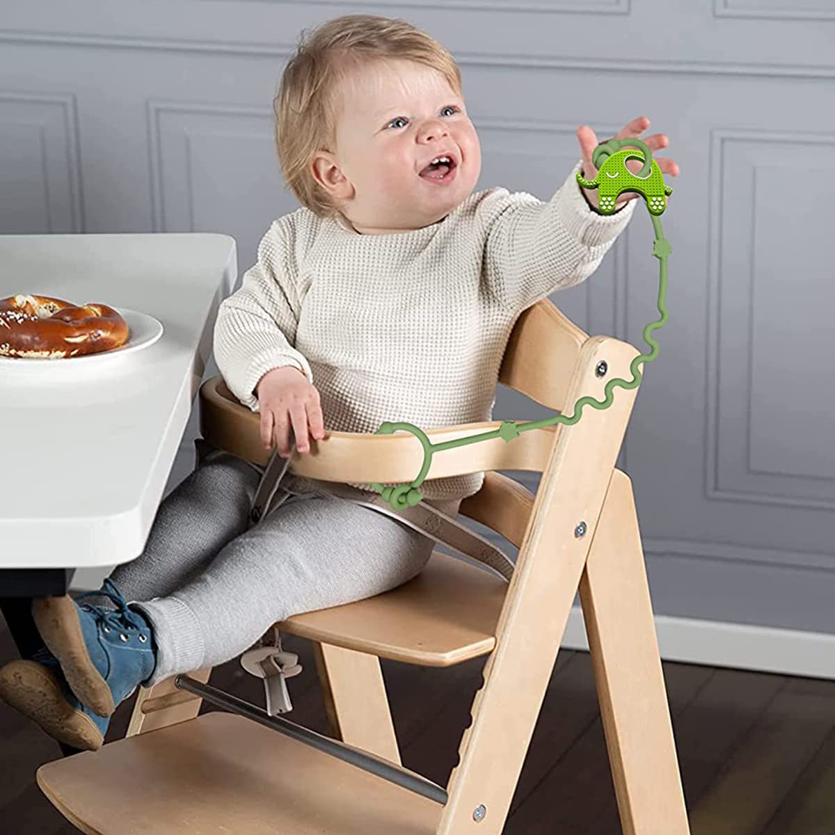 SNOWIE SOFT Pacifier Chain for Baby with Dual Head Closure Buckles 4pcs 52.5 in Silicone Strap