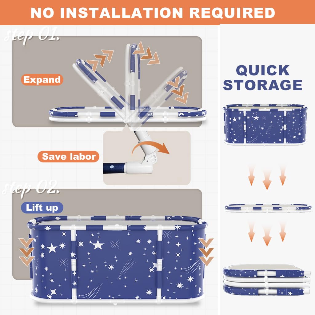HANNEA Home Spa Bathtub for Small Spaces with Folding Design and Back Support | 47.2 in Soaking Tub