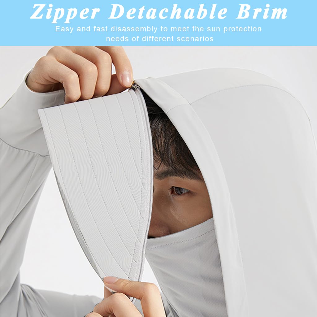 GUSTAVE Sun Protection Jacket for Men with UPF 50+ and Zip Hoodie | Ice Silk Lightweight Breathable Design