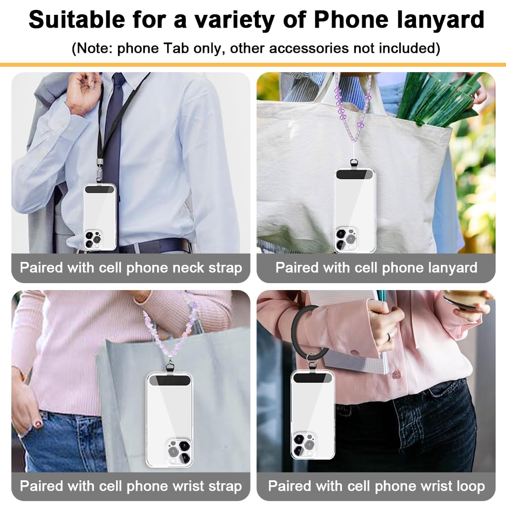 ZORBES Phone Tether Tab 4 Pack with Metal Buckle for Secure Use featuring 2.36 in Oxford Cloth | Ultra Thin and Wireless Charging Compatible Design