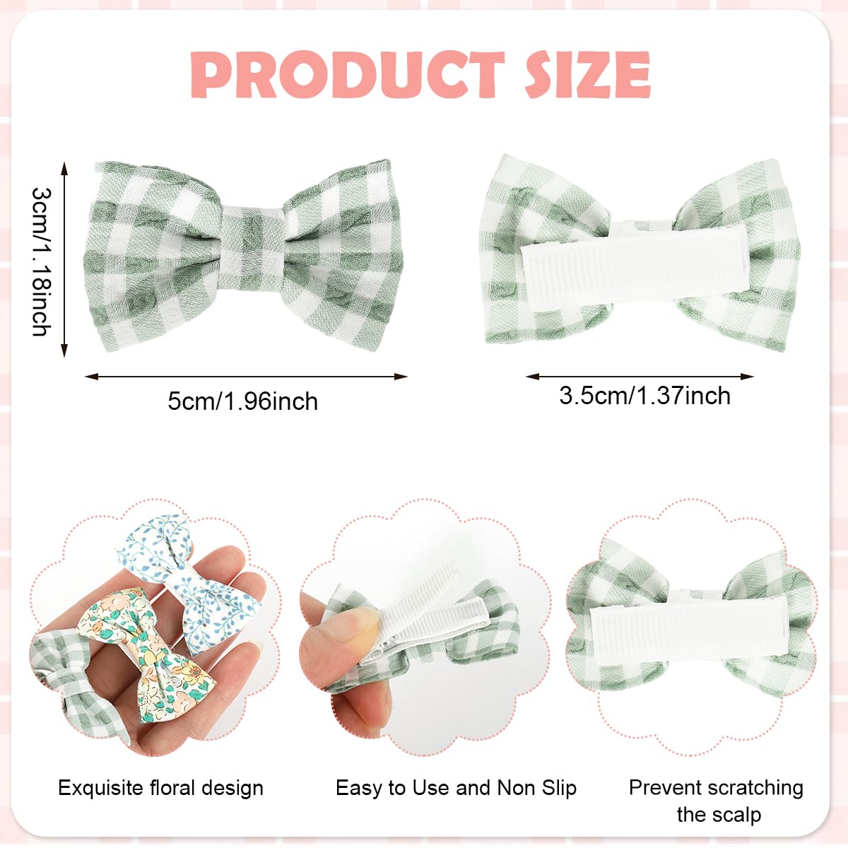 SNOWIE SOFT Baby Hair Clips for Girls featuring Fabric-Coated Metal Pins 20Pcs 1.9in | Gift-Ready Bow Designs