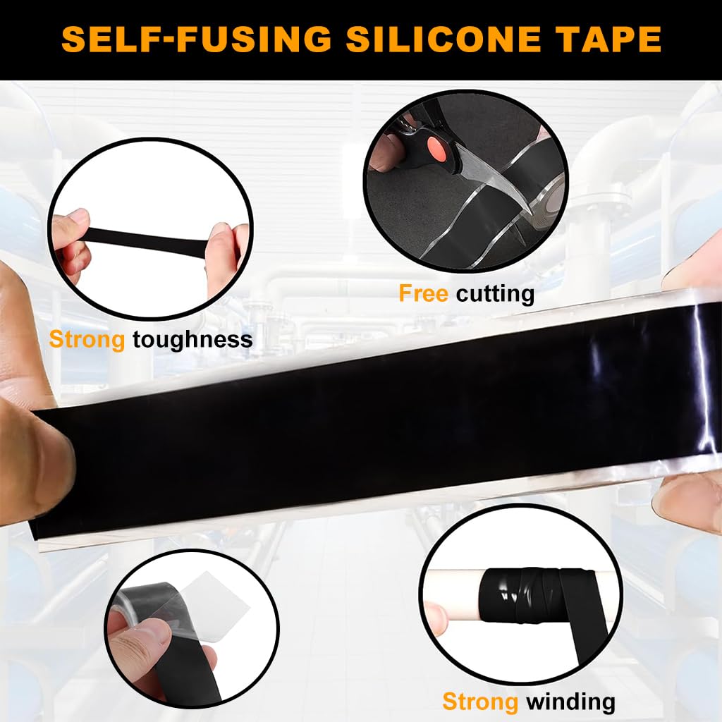 PROBEROS Multipurpose Fusion Grip Tape 2.5 cm x 3 m for Plumbing and Electrical Repair | Self-Fusing Silicone Heat-Resistant Wrap