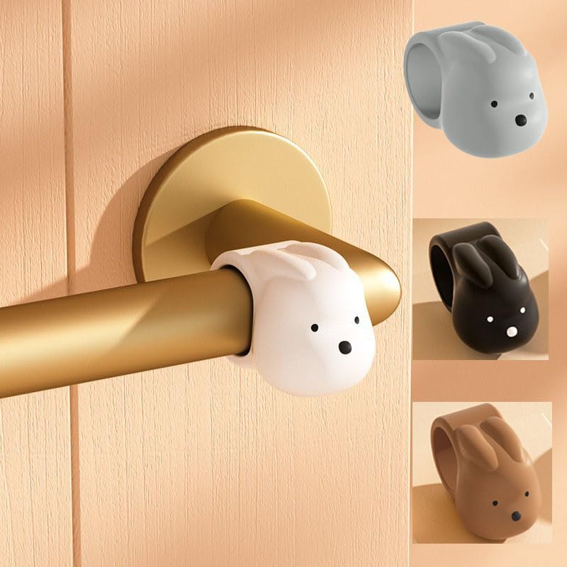 SNOWIE SOFT 4ps Door Stoppers Door Handle Cover - Silicone Door Knob Guard Wall Shield - Door Handle Bumper Silencer for Home ＆ Office Walls White, Gray