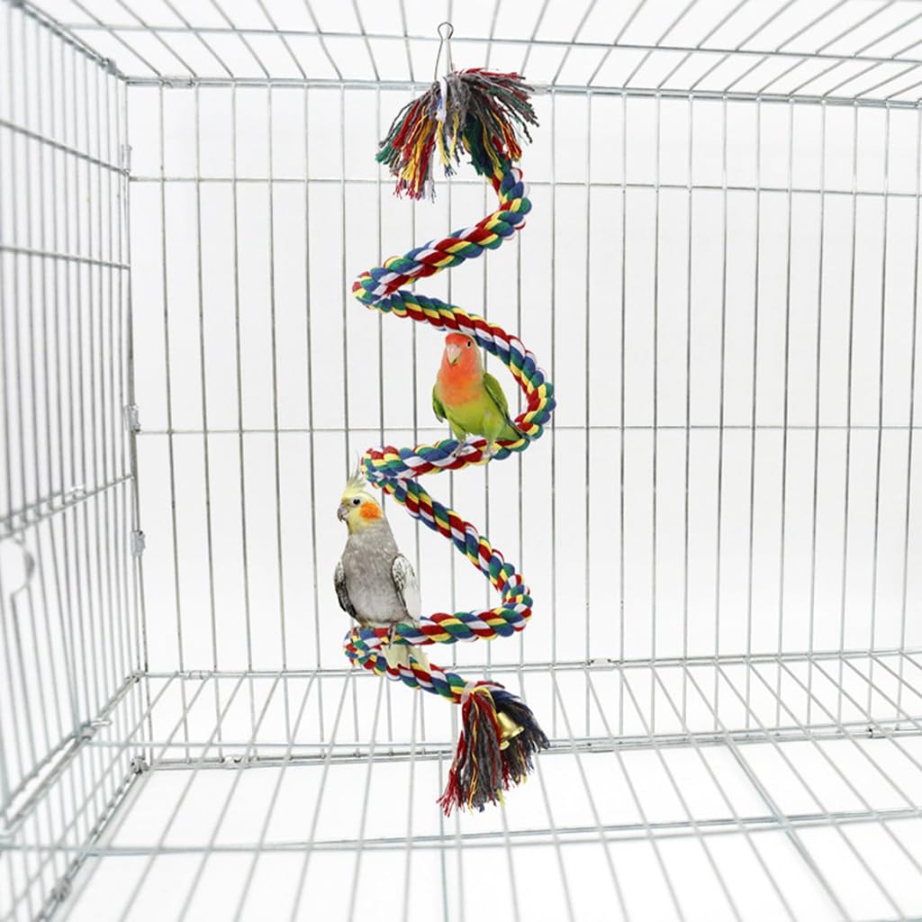 ZIBUYU Birds and Parrot Toy for Exercise with 1m Rope Perch and Steel Core | Colorful Swing