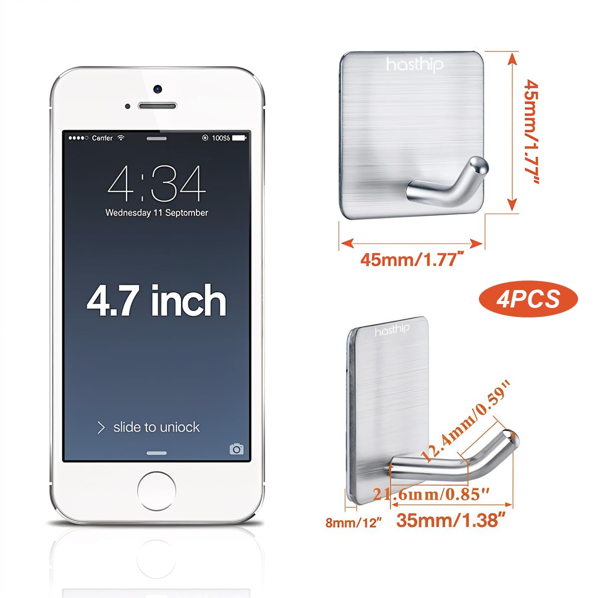 HASTHIP Suction Cup Hooks for Bathroom and Kitchen with Dual Hook Design | 2pcs Clear Plastic Holders