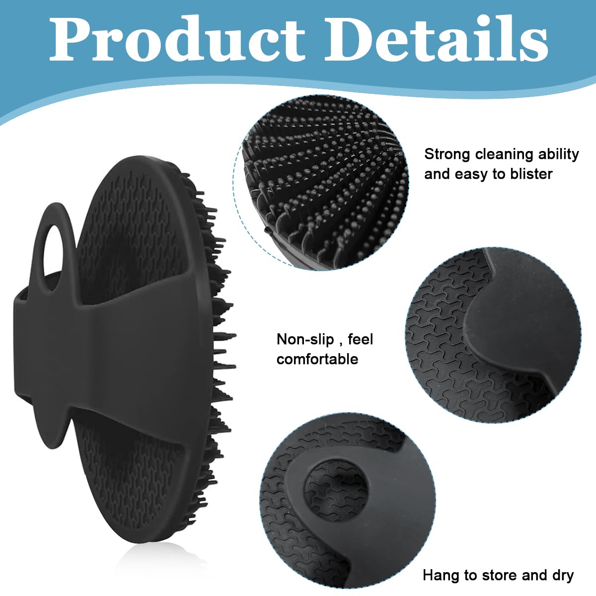 MAYCREATE Silicone Body Scrubber for Shower and Bath with Hexagon Grip | Soft Exfoliating Pad