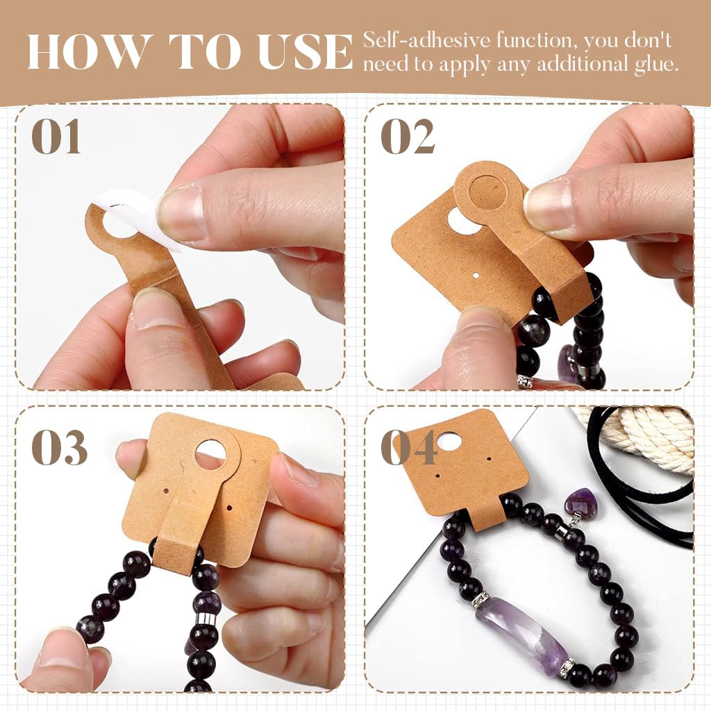 SANNIDHI Jewellery Display Card Holder for Bracelets and Necklaces featuring Self Adhesive Closure | 200 Pcs for Craft Sellers