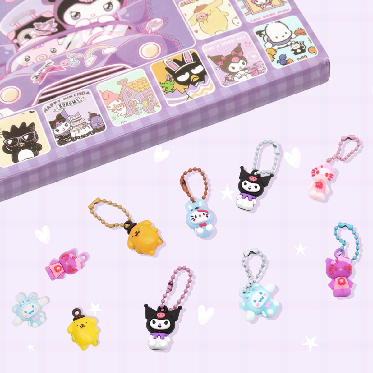 HASTHIP Kawaii Surprising Charm Pack featuring 40Pcs PVC Cartoon Keychains for Girls | DIY Gift Set