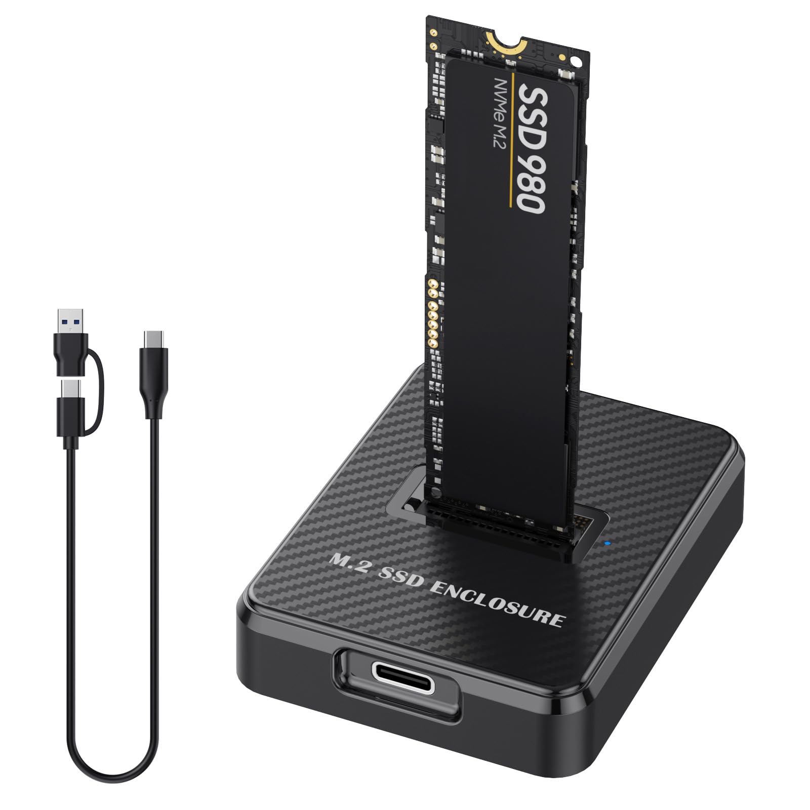 ZORBES® M.2 NVMe SSD Enclosure Docking Station with USB-C & USB 3.0 Adapter Cable, External Hard Drive Case for 2230/2242/2260/2280/22110 SSDs, Plug and Play