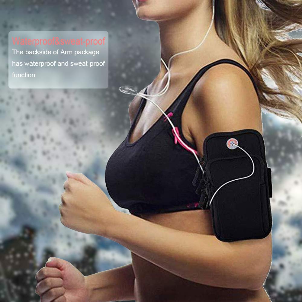 ELEPHANTBOAT Phone Armband for Running featuring Double Zipper Pouch 6 in Capacity | Black